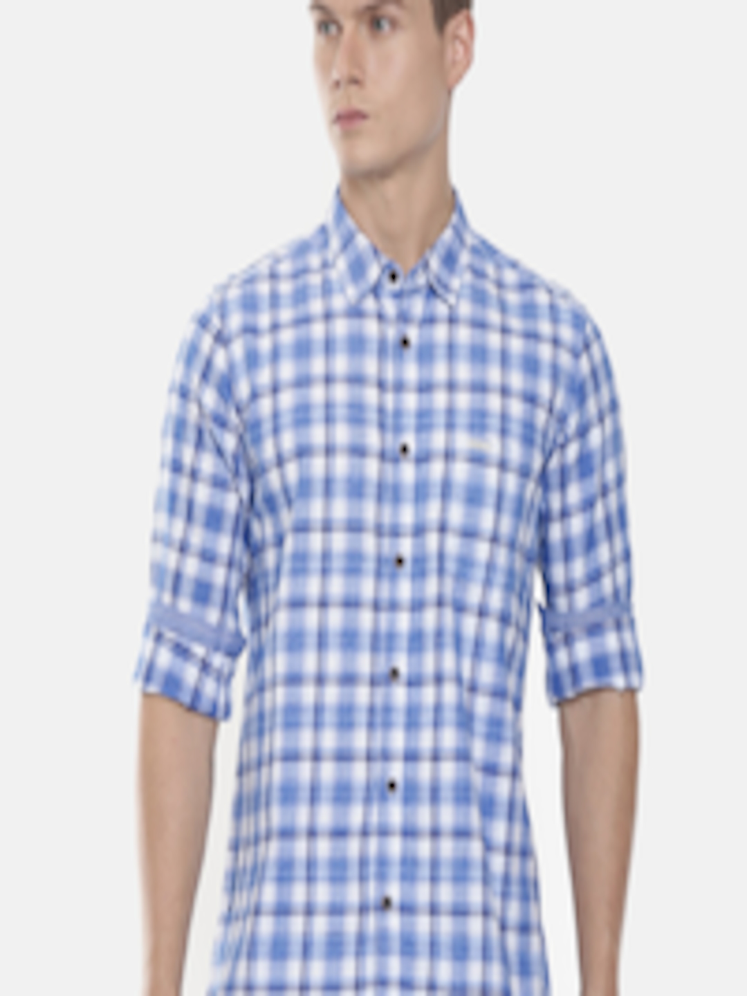 Buy Pepe Jeans Men Blue & White Regular Fit Checked Casual Shirt ...