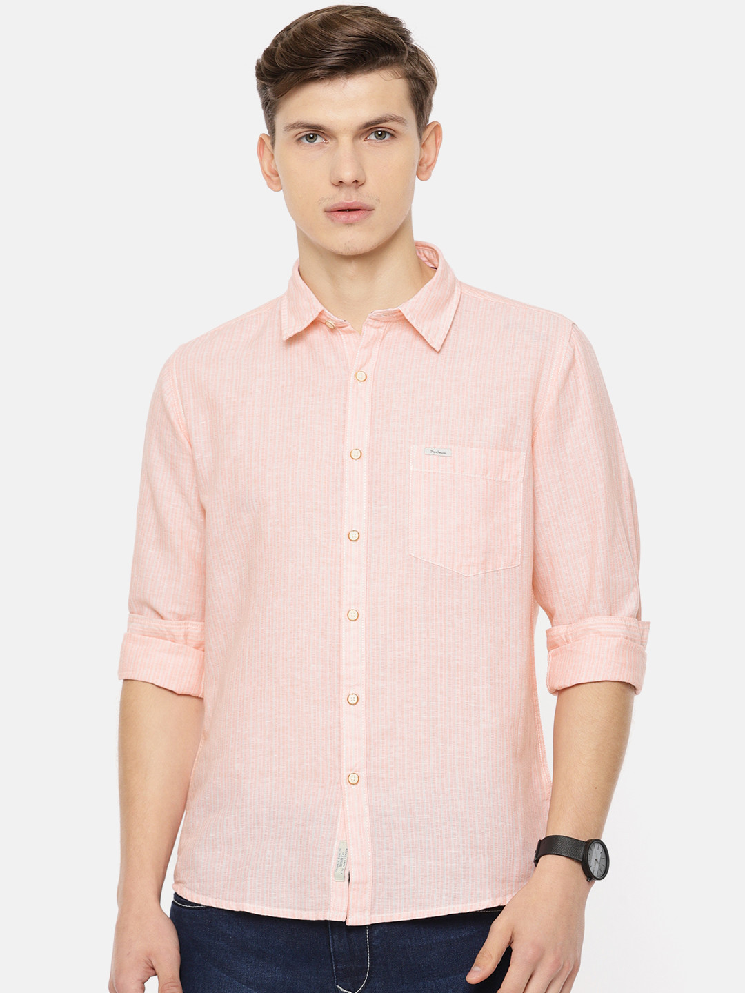 Buy Pepe Jeans Men Coral Slim Fit Striped Casual Shirt Shirts for Men