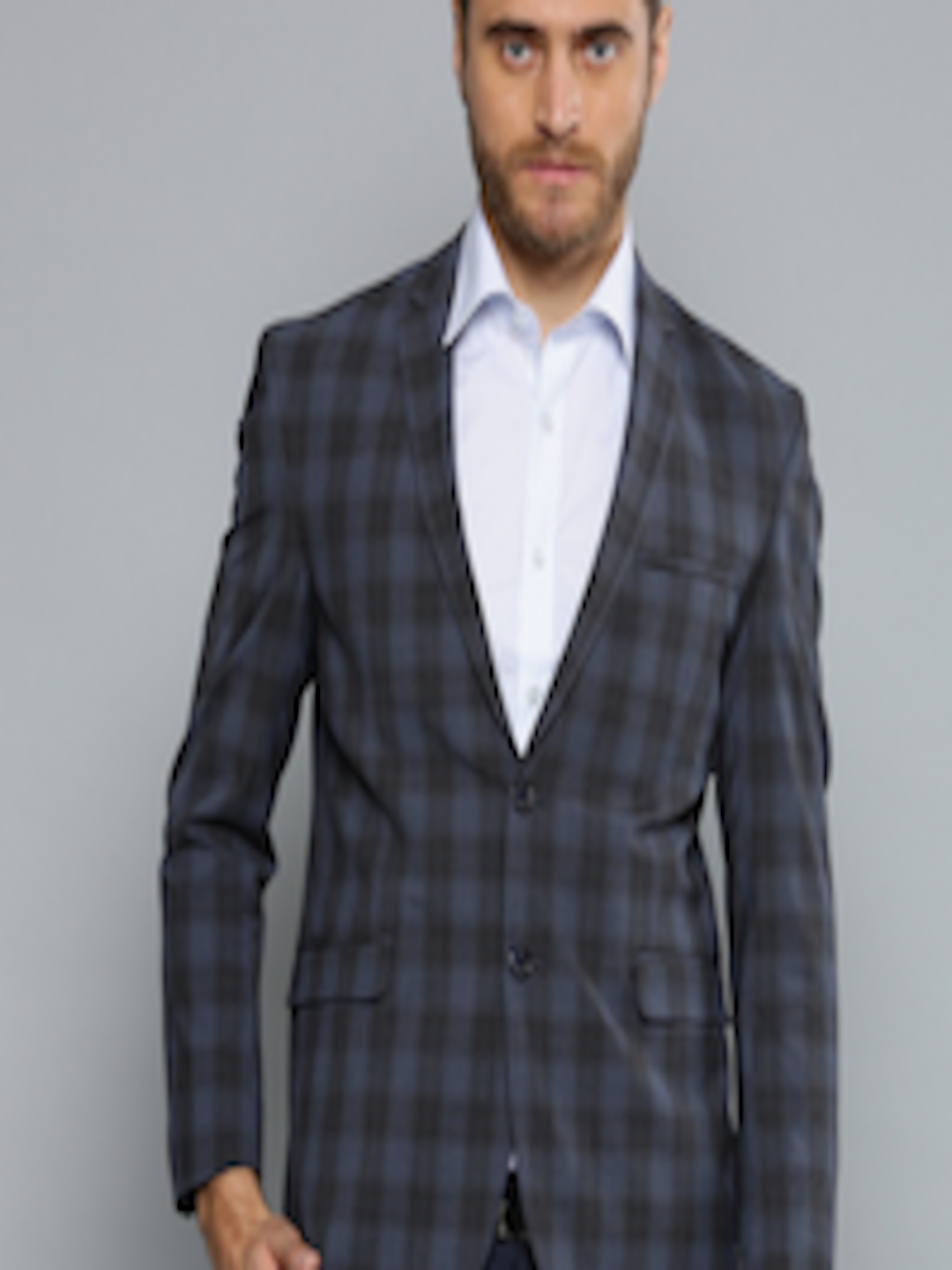 Buy Louis Philippe Men Navy Checked Formal Single Breasted Blazer - Blazers for Men 8340269 | Myntra