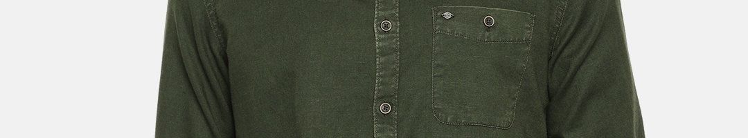 Buy Lee Cooper Men Olive Green Regular Fit Solid Casual Shirt - Shirts ...
