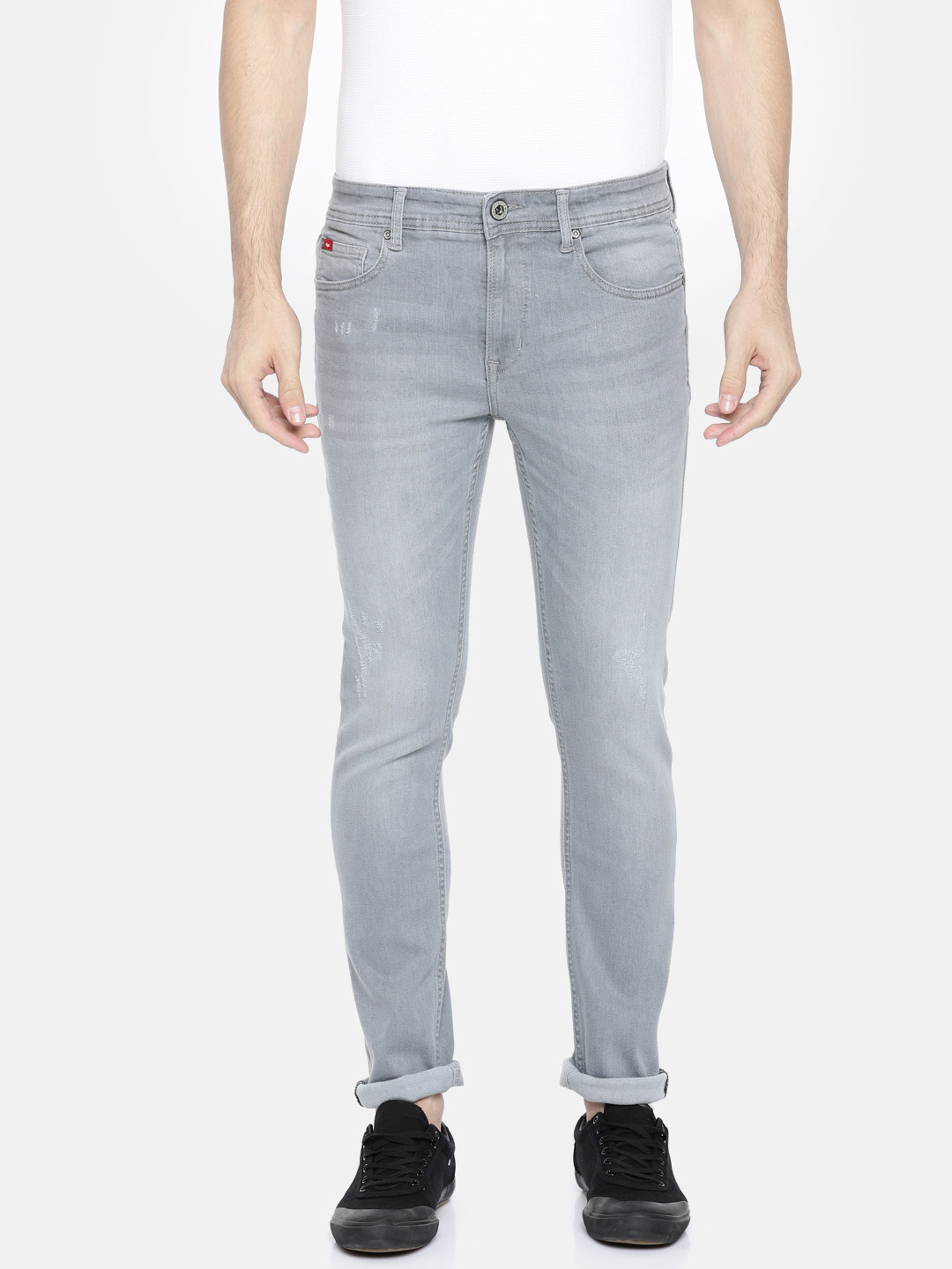 Buy Lee Cooper Men Grey Slim Fit Mid Rise Low Distress Stretchable