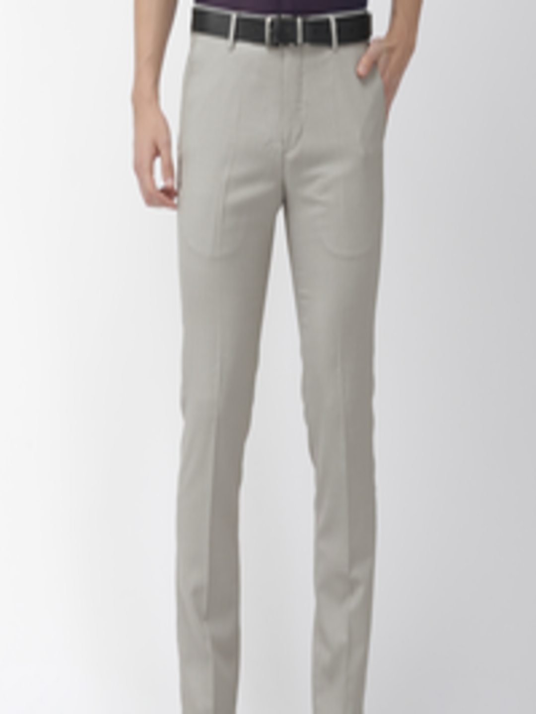 Buy Arrow Men Grey Slim Fit Self Design Regular Trousers - Trousers for ...