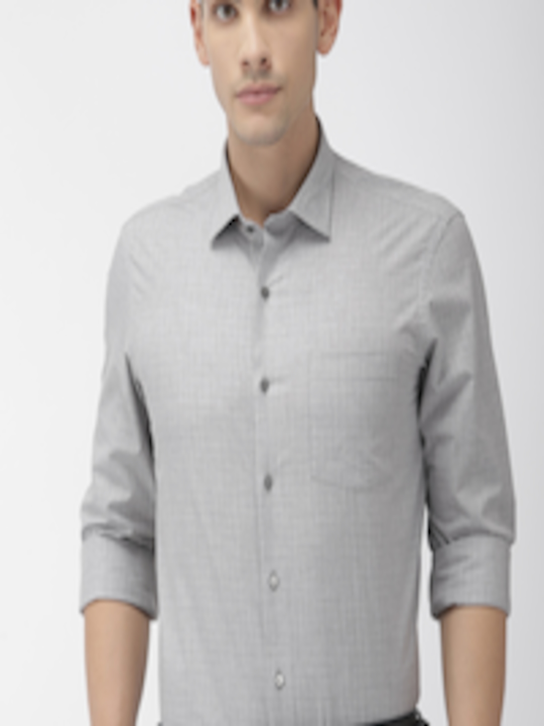 Buy Arrow New York Men Grey & White Slim Fit Checked Formal Shirt ...