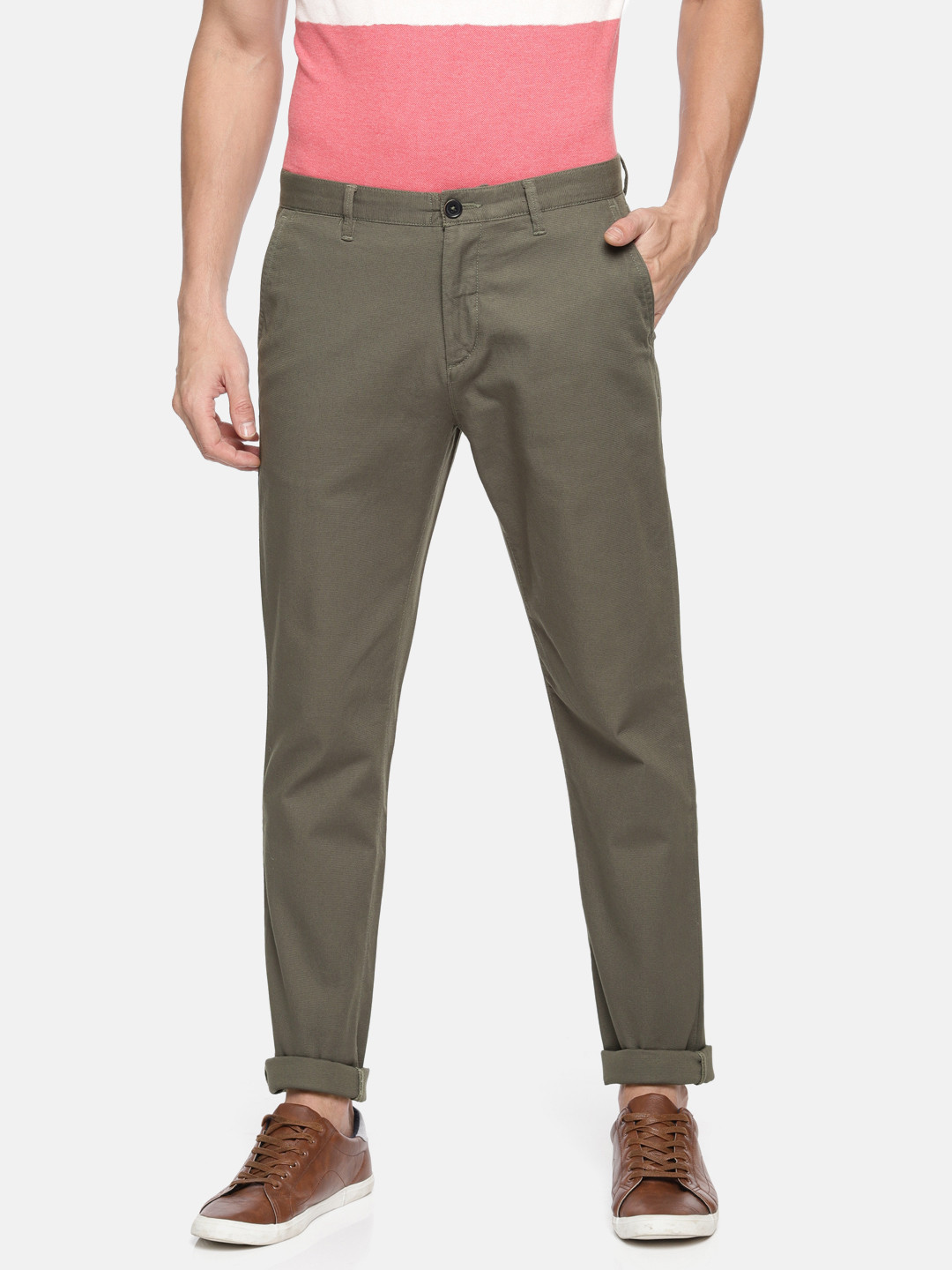 Buy U.S. Polo Assn. Men Olive Green Slim Fit Solid Chinos - Trousers ...