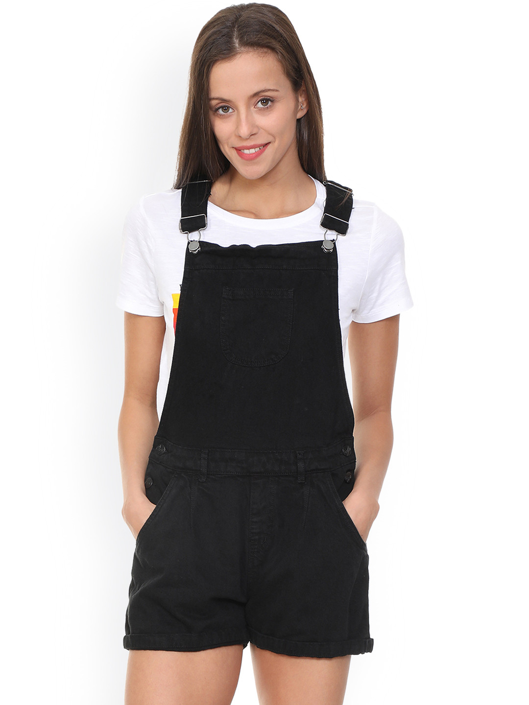 Buy People Black Dungaree Dungarees for Women 8362883 Myntra