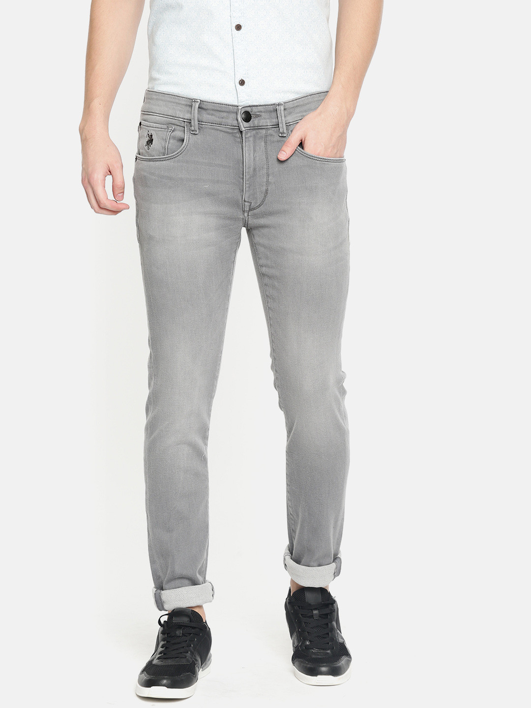 Buy U.S. Polo Assn. Denim Co. Men Grey Regallo Skinny Fit Mid Rise ...