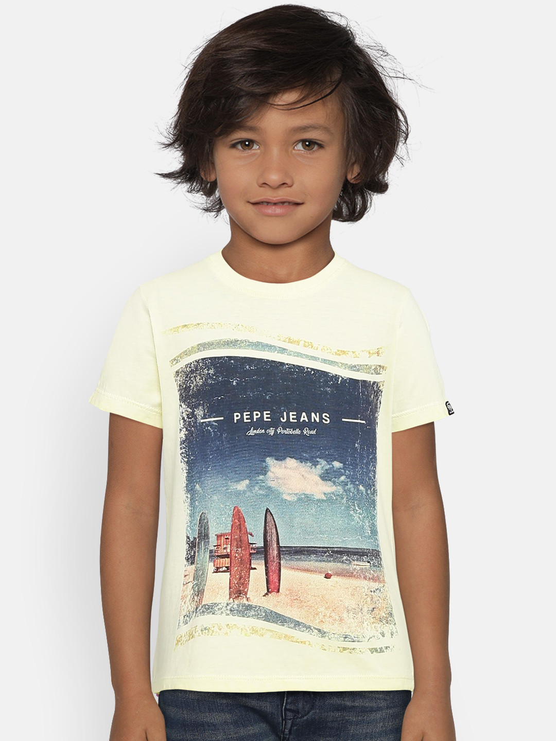 Buy Pepe Jeans Boys Yellow Printed Round Neck T Shirt Tshirts for