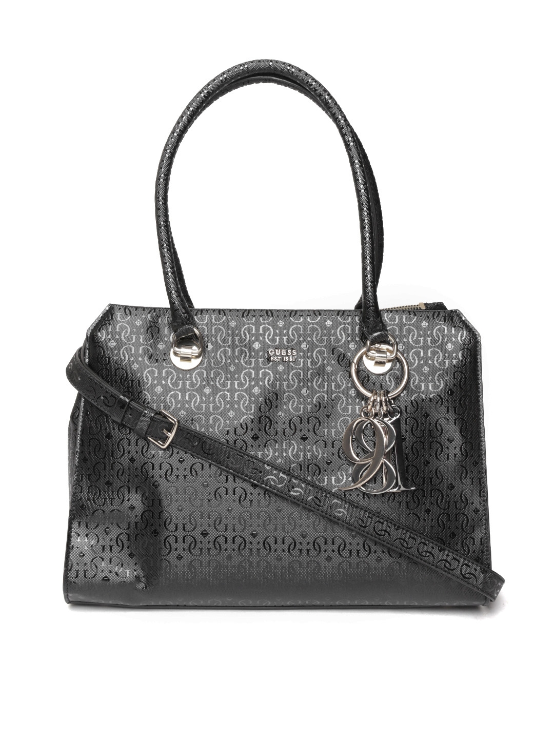 Buy GUESS Black Textured Shoulder Bag Handbags for Women 8381663 Myntra