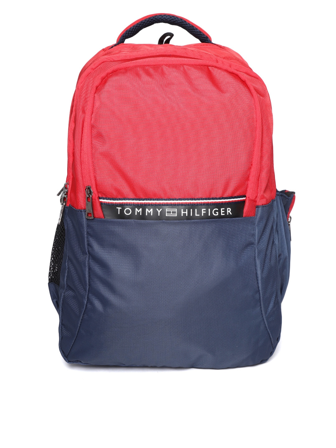 Buy Tommy Hilfiger Unisex Red & Navy Blue Colourblocked Backpack ...
