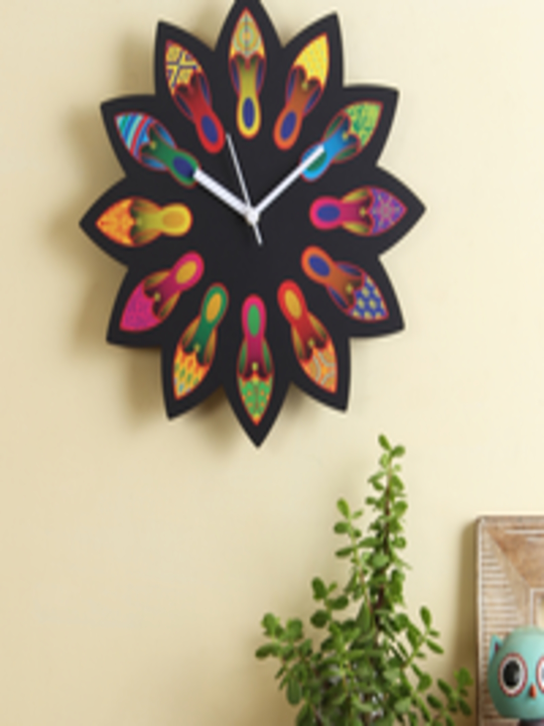 Buy RANGRAGE Black Handcrafted Quirky Printed Analogue Wall Clock Clocks for Unisex 8394739
