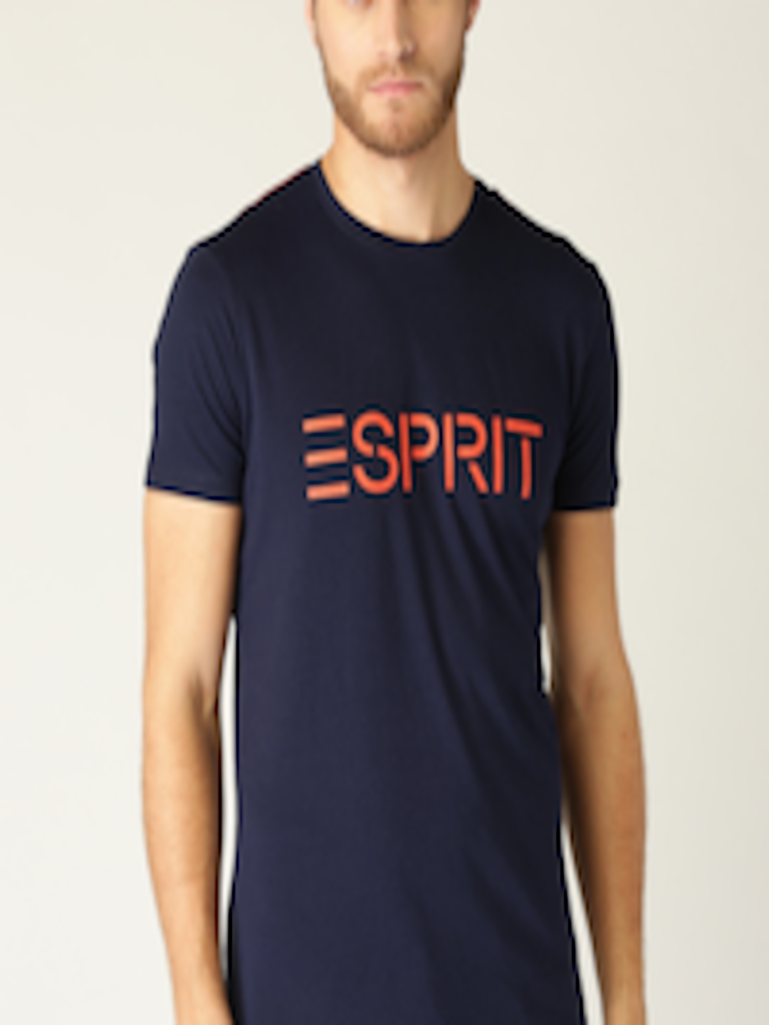 Buy ESPRIT Men Navy Blue Solid Round Neck T Shirt - Tshirts for Men ...
