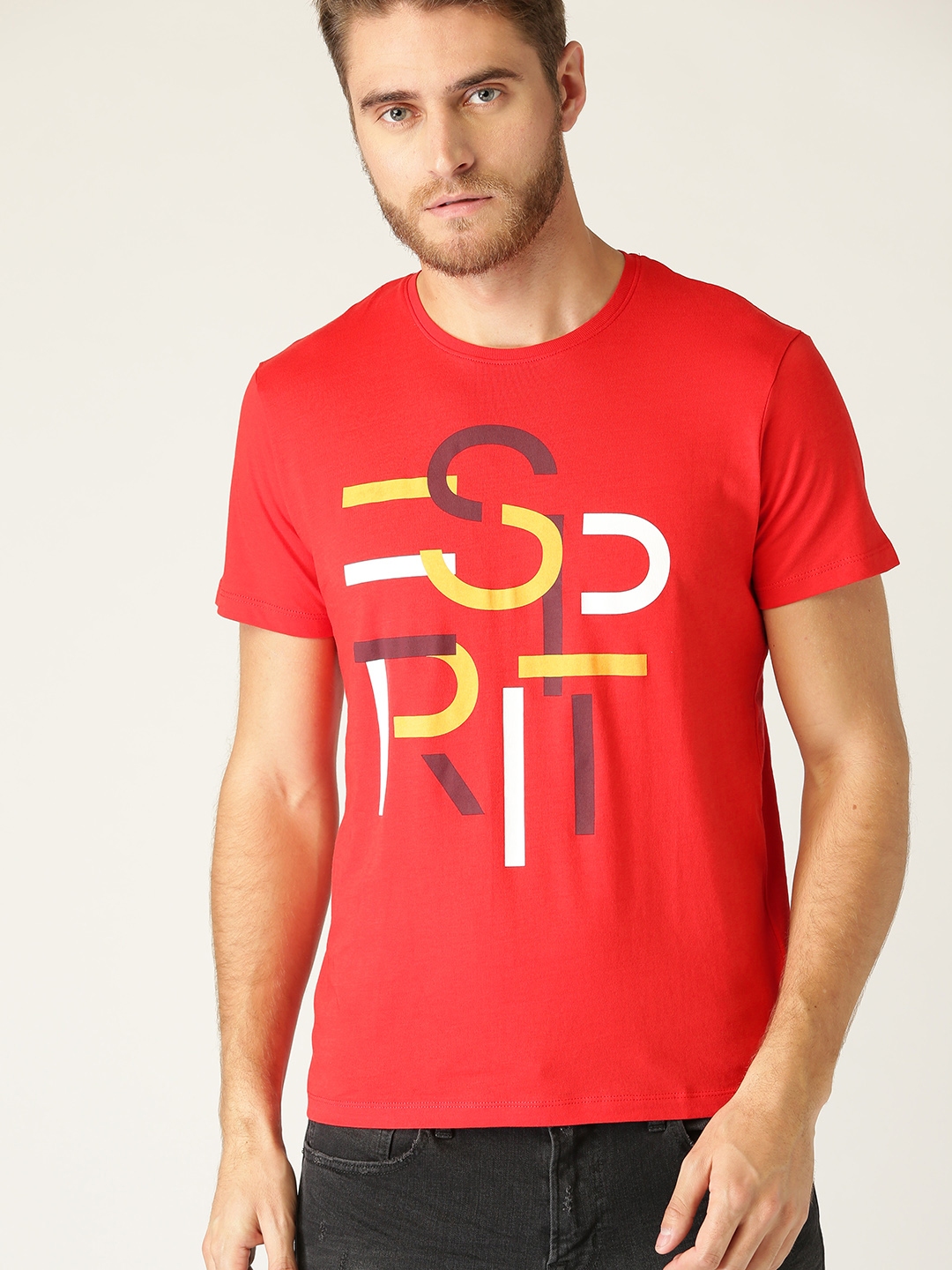 Buy ESPRIT Men Red Printed Round Neck T Shirt - Tshirts for Men 8412757 ...