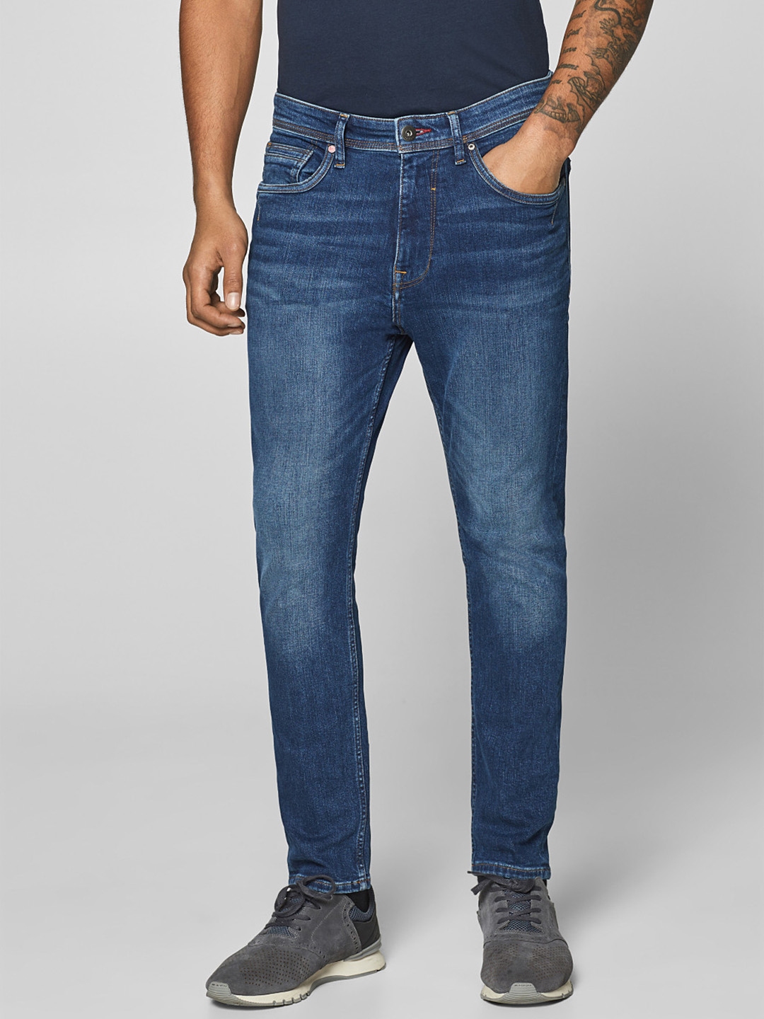 Buy ESPRIT Men Blue Slim Tapered Fit Mid Rise Clean Look Stretchable Jeans - Jeans for Men