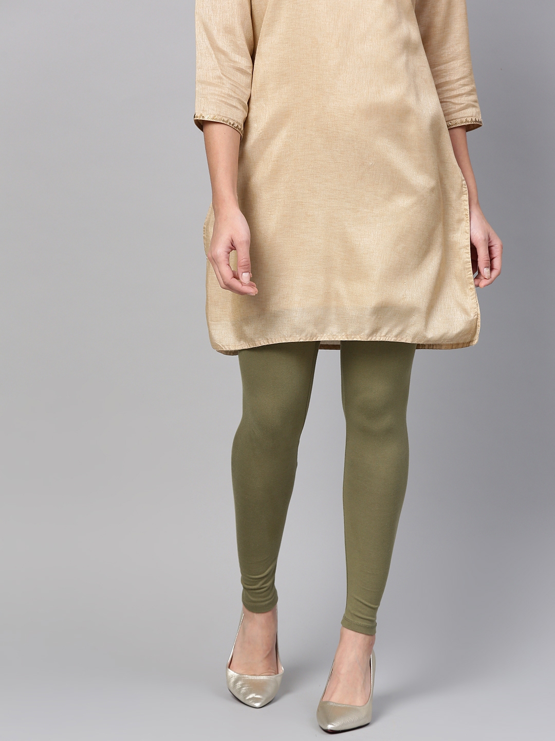 Buy W Women Olive Green Solid Leggings - Leggings for Women 8417989 ...