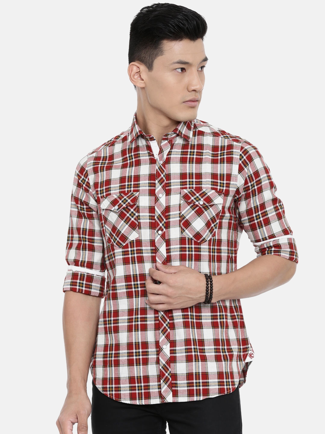 Buy Killer Men Rust & White Slim Fit Checked Casual Shirt - Shirts for ...