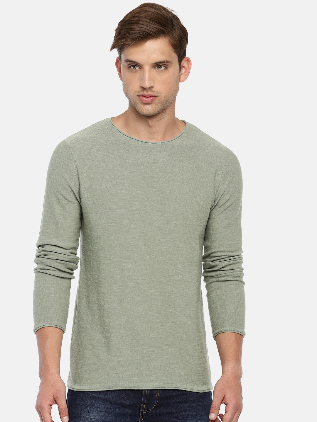 Buy Jack & Jones Men Green Solid Sweater Sweaters for Men 8437837