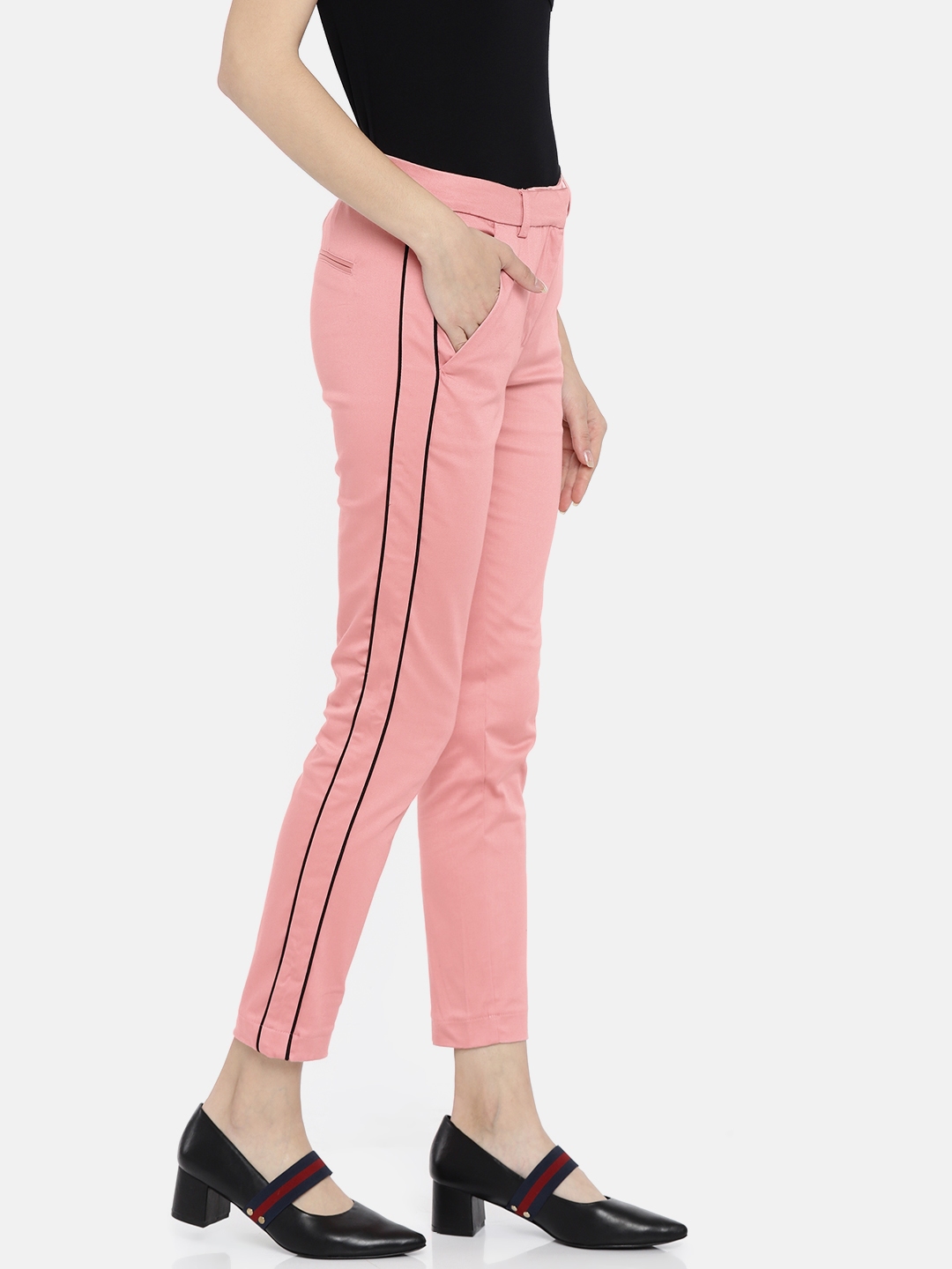 black and pink trousers