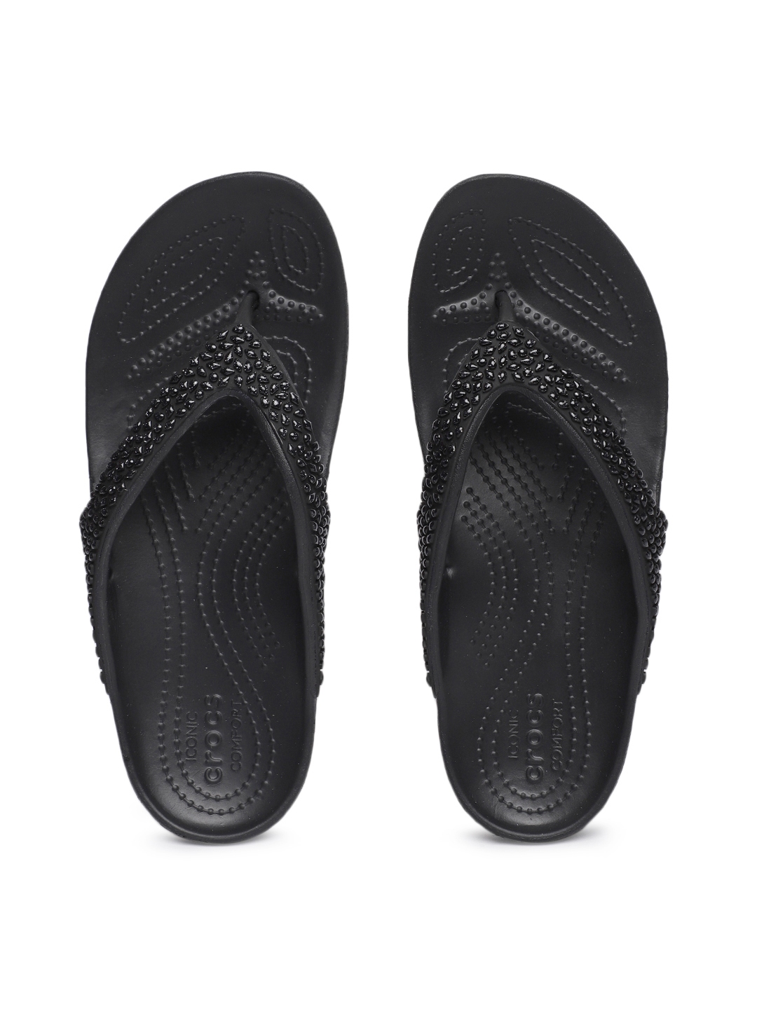 Buy Crocs Women Black Embellished Thong Flip Flops - Flip Flops for ...