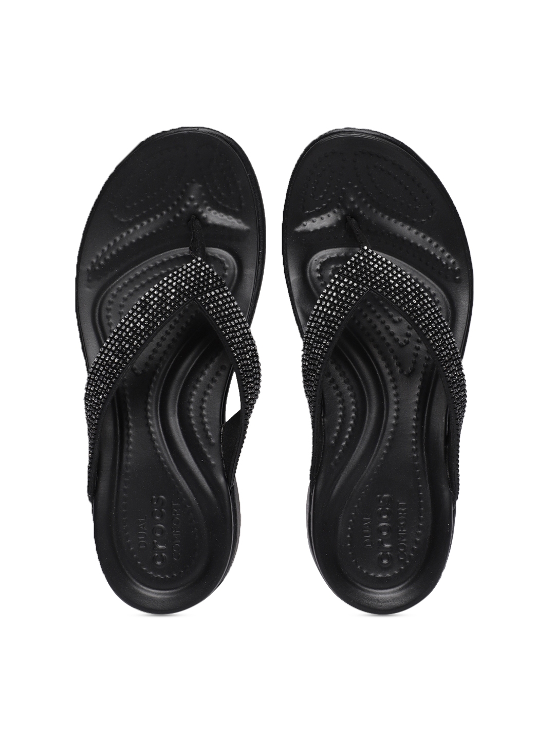 Buy Crocs Women Black Embellished Thong Flip Flops - Flip Flops for ...