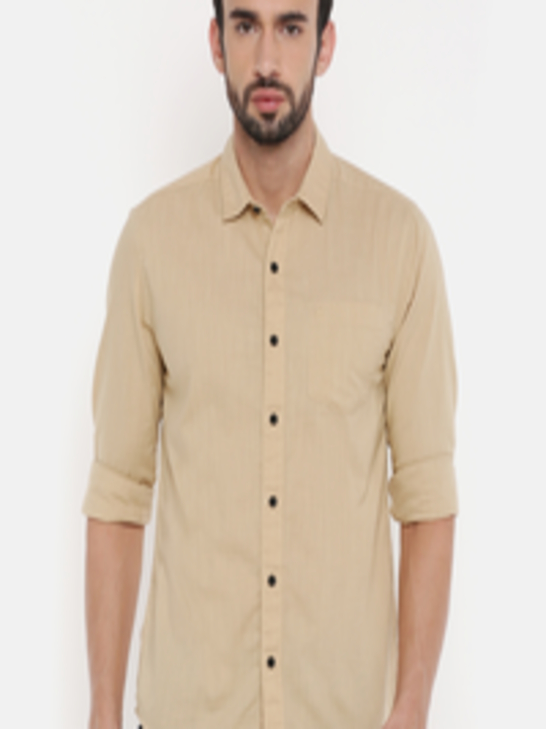 Buy Wrangler Men Beige Slim Fit Solid Casual Shirt - Shirts for Men ...