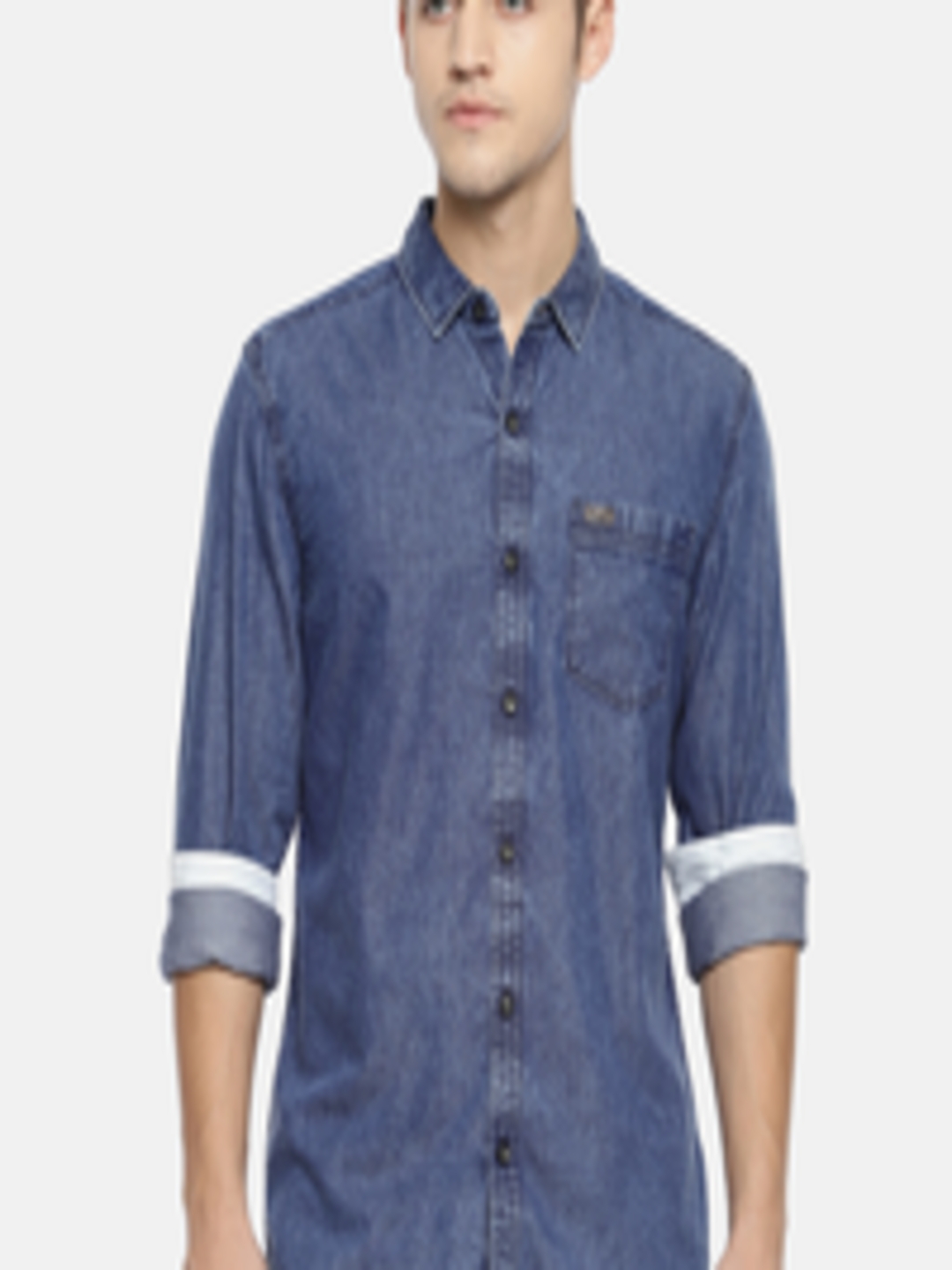 Buy Wrangler Men Blue Regular Fit Faded Casual Denim Shirt - Shirts for ...