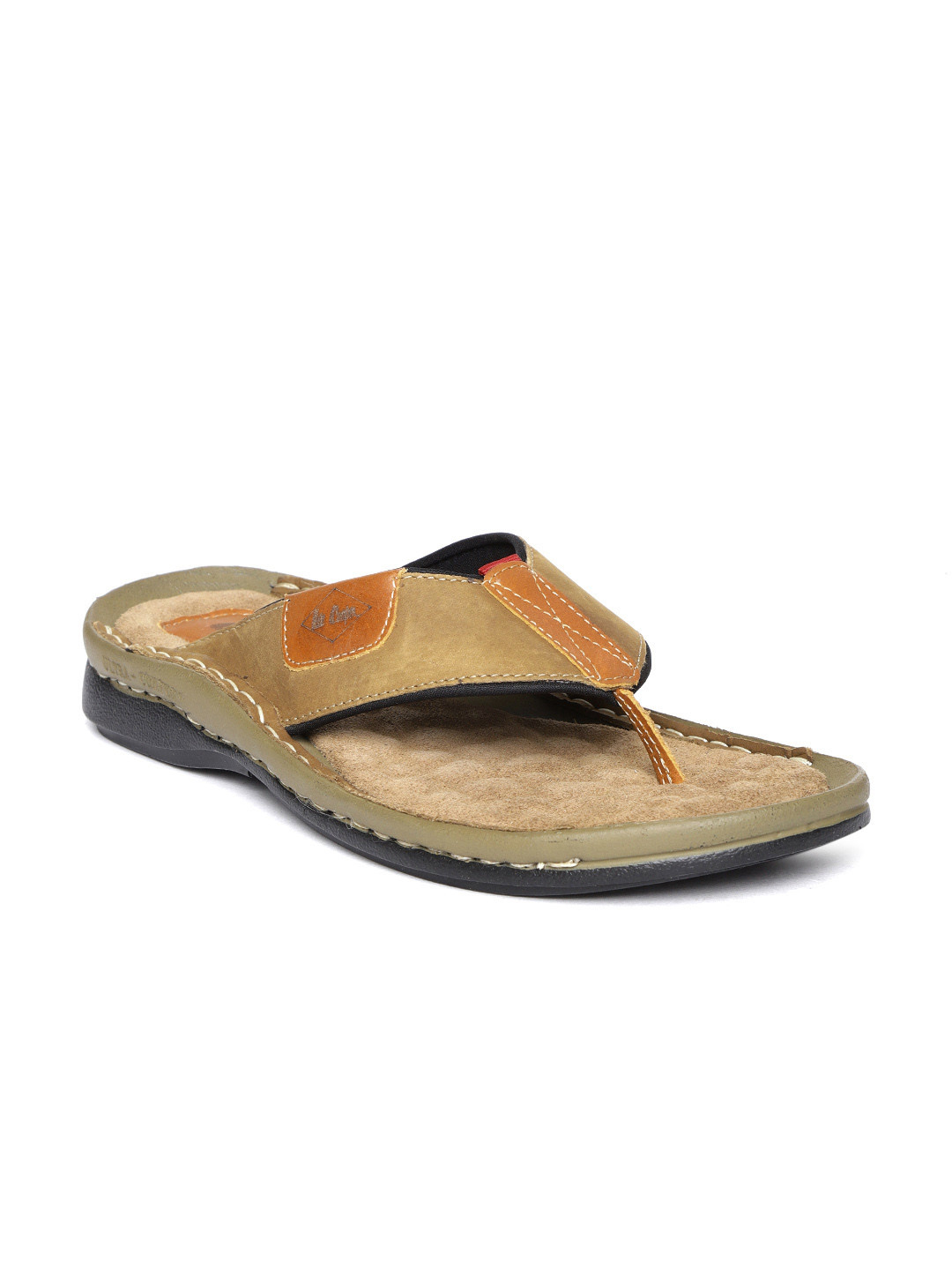 Buy Lee Cooper Men Olive Brown Leather Comfort Sandals Sandals for Men 8454185 Myntra