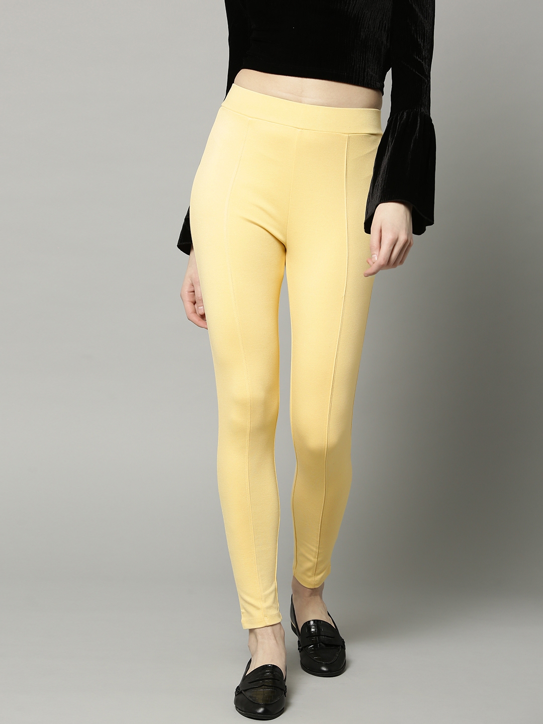 Buy Marks & Spencer Women Yellow Solid Treggings - Jeggings for Women ...