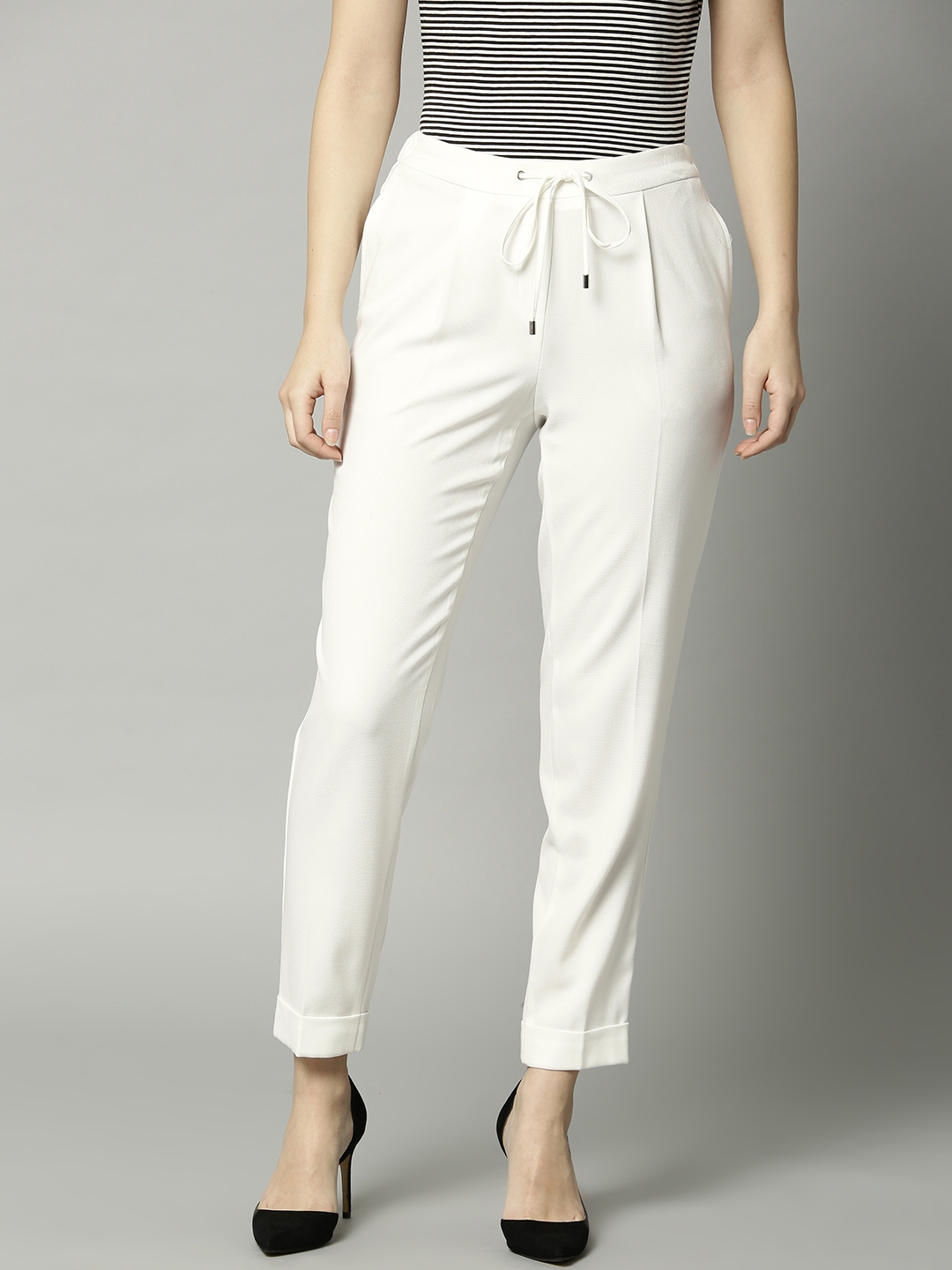 petite white trousers