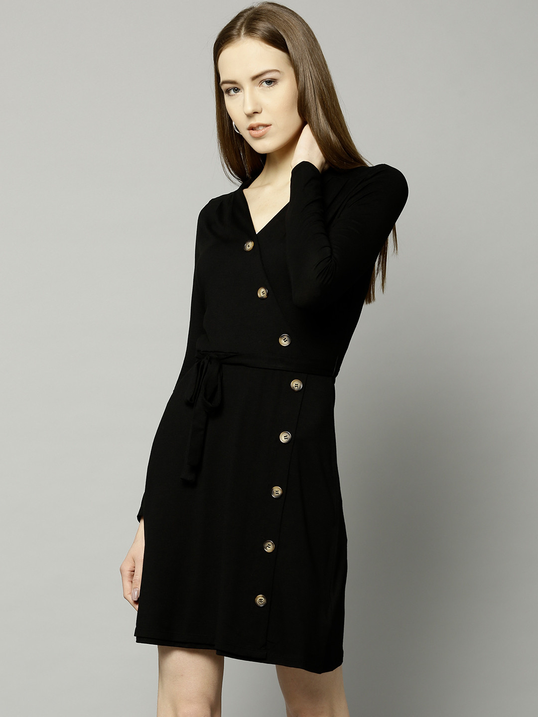 Buy Marks & Spencer Women Black Solid Wrap Dress Dresses for Women