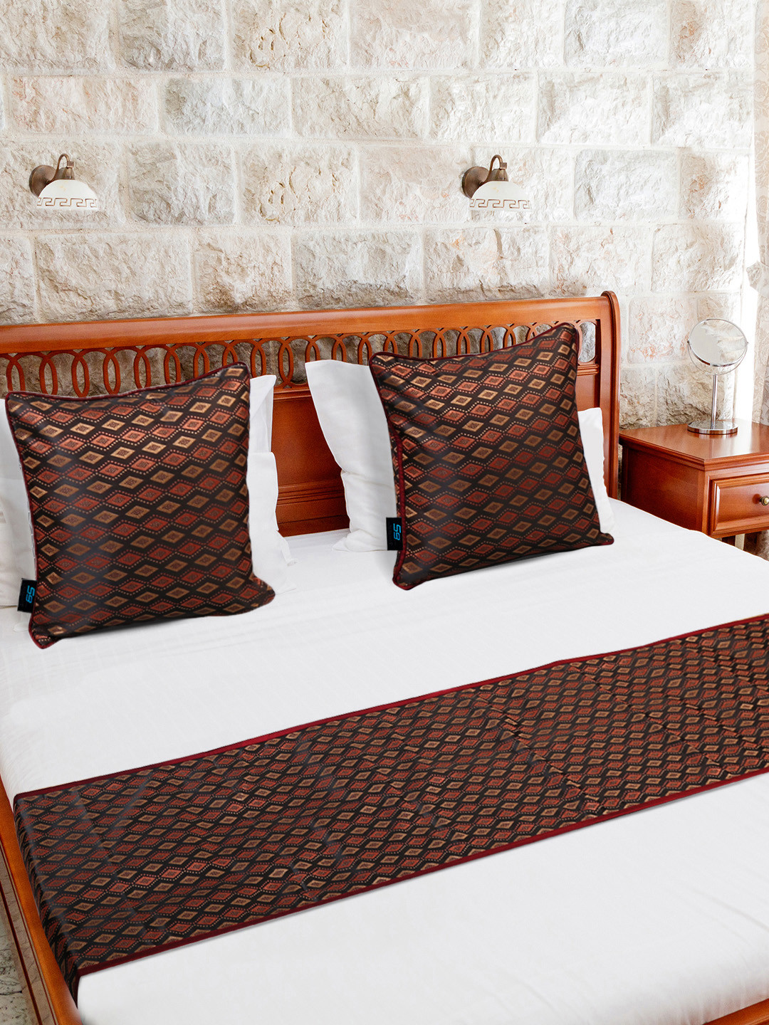 Buy S9home By Seasons Multicoloured Bed Runner With Cushion Covers Runners for Unisex 8464405