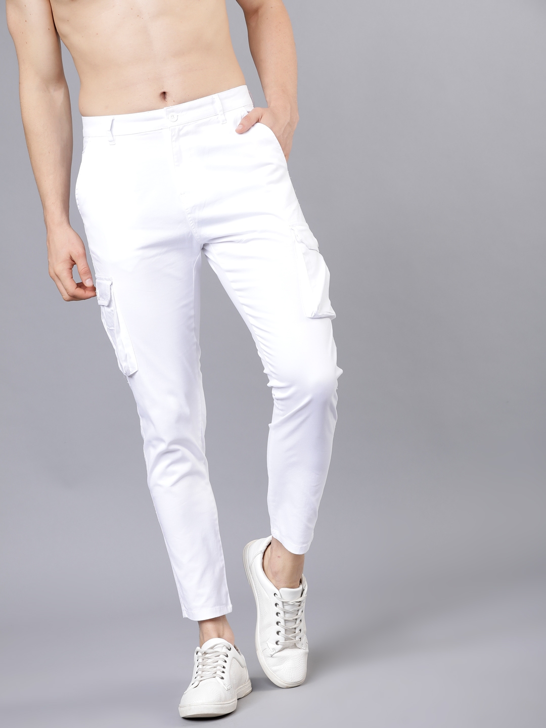 mens white cargos