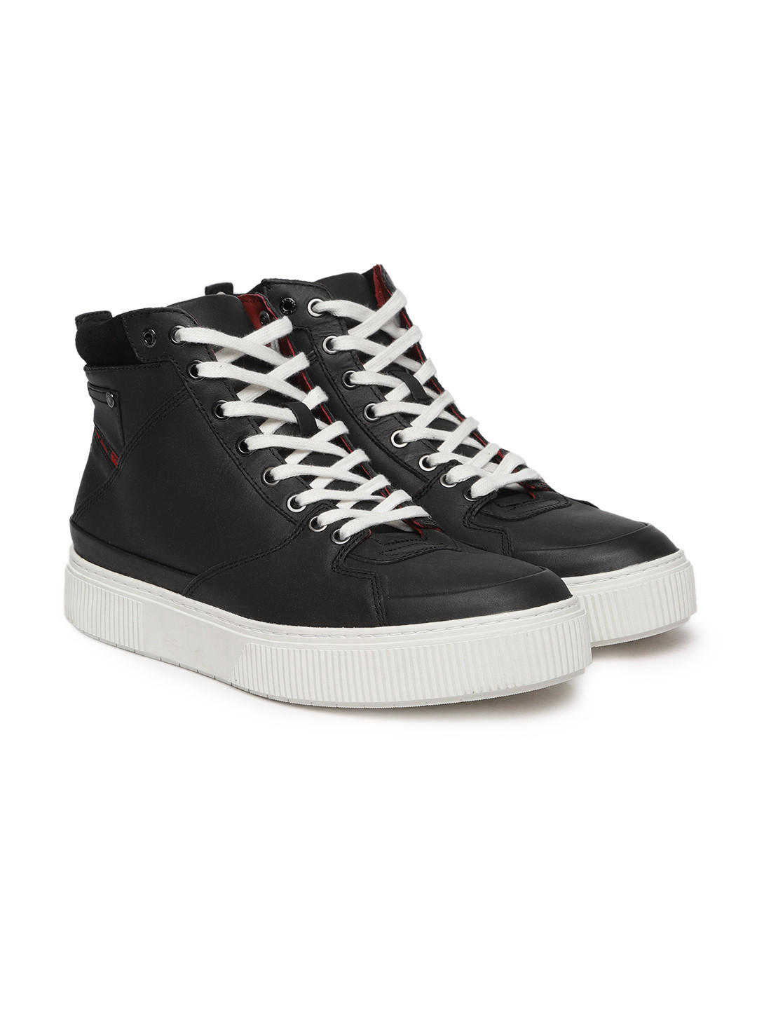 Buy DIESEL Men Black Solid Synthetic Mid Top Sneakers Casual Shoes