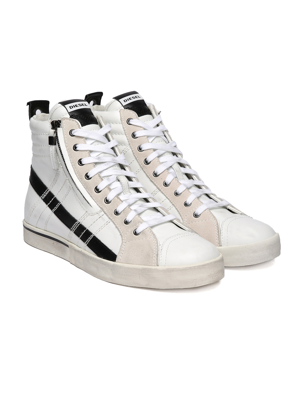 Buy DIESEL Men White Solid Mid Top Sneakers Casual Shoes for Men