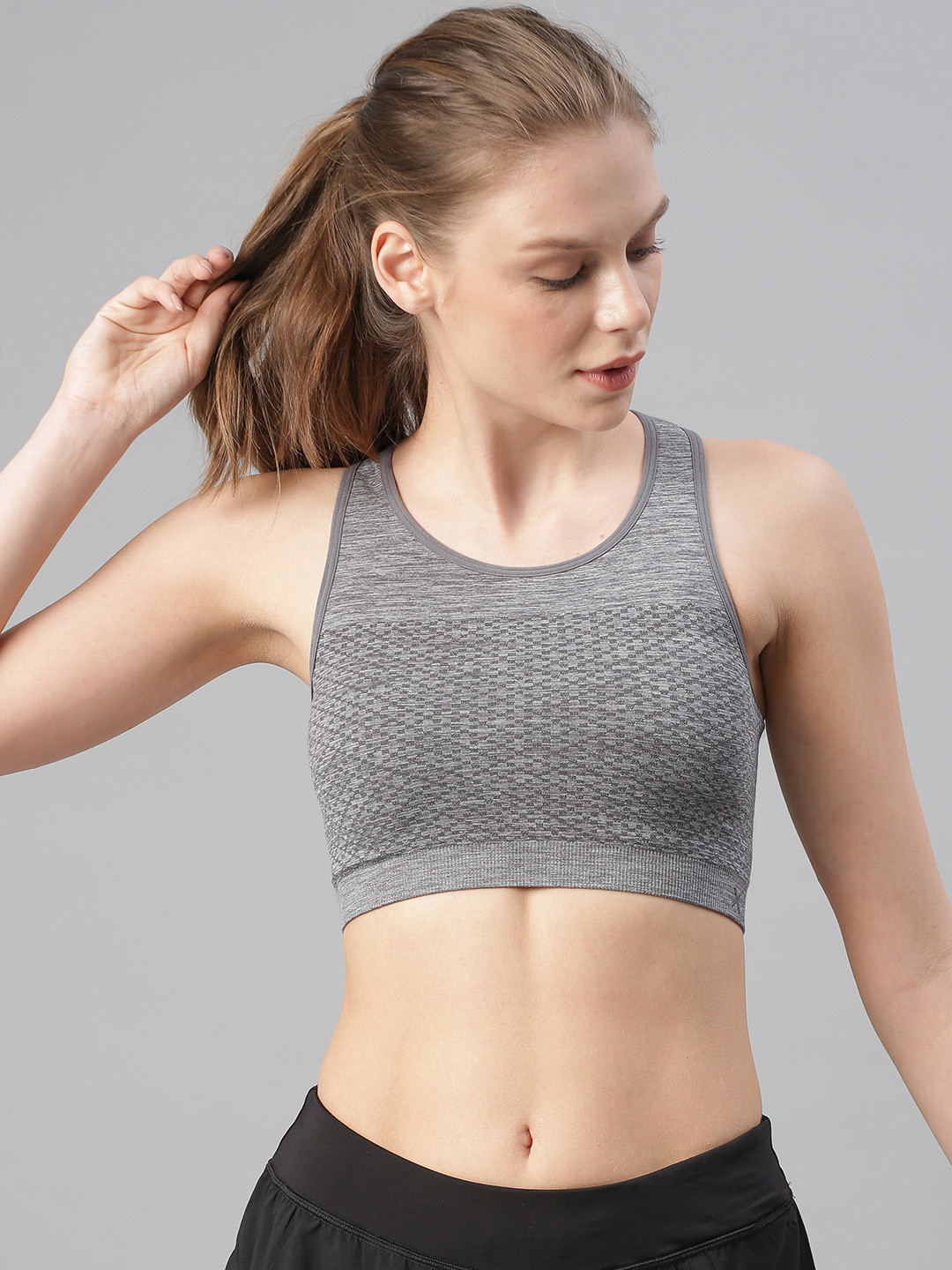 Buy HRX By Hrithik Roshan Seamless Grey Lightly Padded RAPID DRY Sports