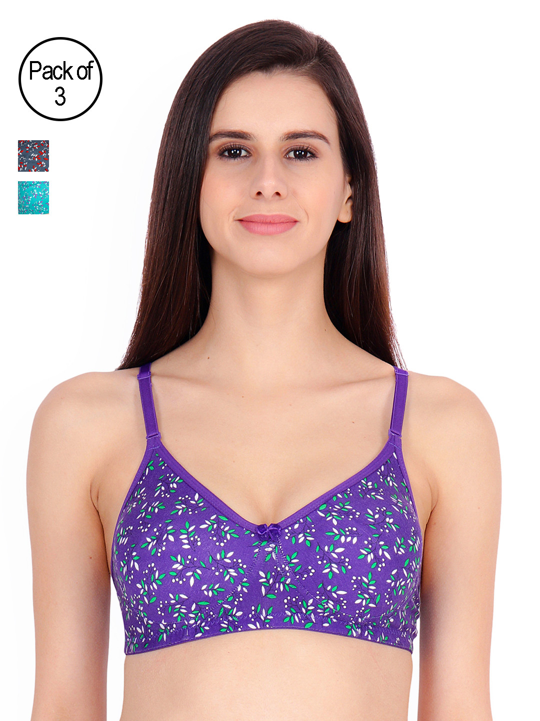 Buy Floret Pack Of 3 Printed Everyday Bras T3040 104 Bra for Women