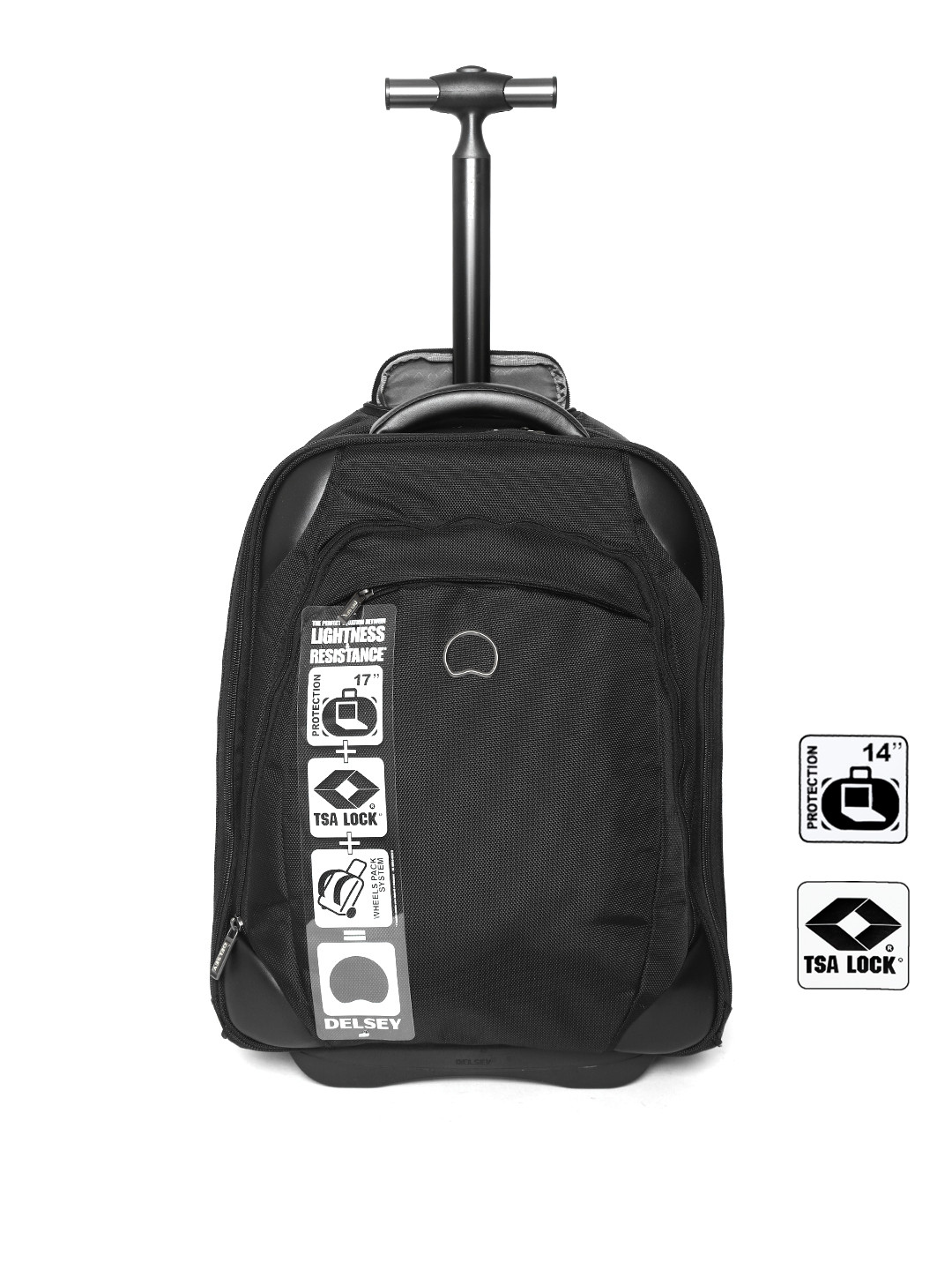 Buy DELSEY Unisex Black Solid Cabin Trolley Backpack Trolley Bag for