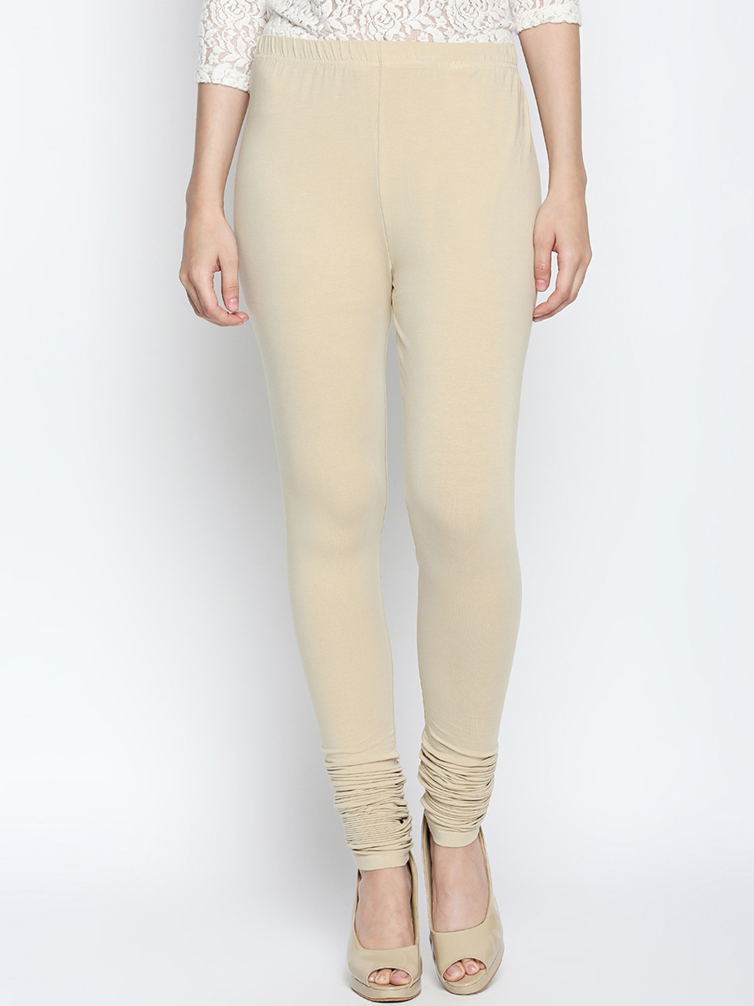 Buy Rangmanch By Pantaloons Women Beige Solid Slim Fit Leggings Churidar for Women 8482773