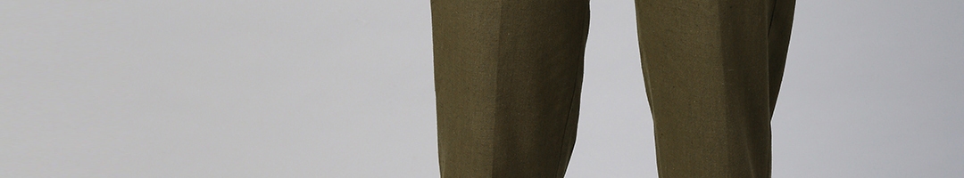 Buy SASSAFRAS Women Olive Green Tapered Fit Solid Cropped Regular ...