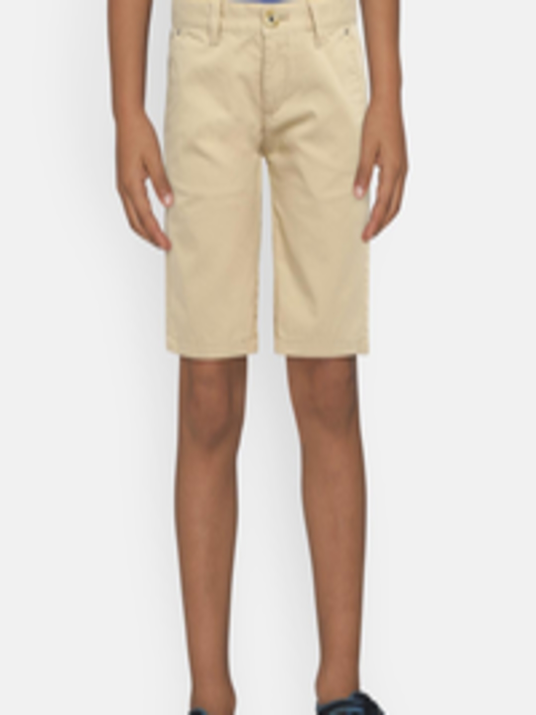 Buy Indian Terrain Boys Khaki Solid Regular Fit Regular Shorts - Shorts ...