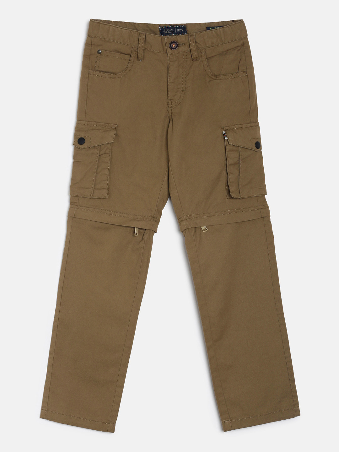 Buy Indian Terrain Boys Brown Regular Fit Solid Cargos - Trousers for Boys 8493741 | Myntra