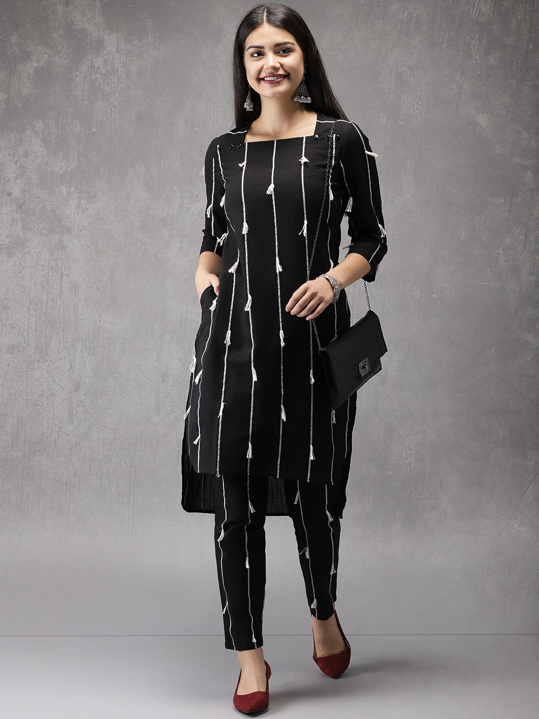 black and white stripes kurti