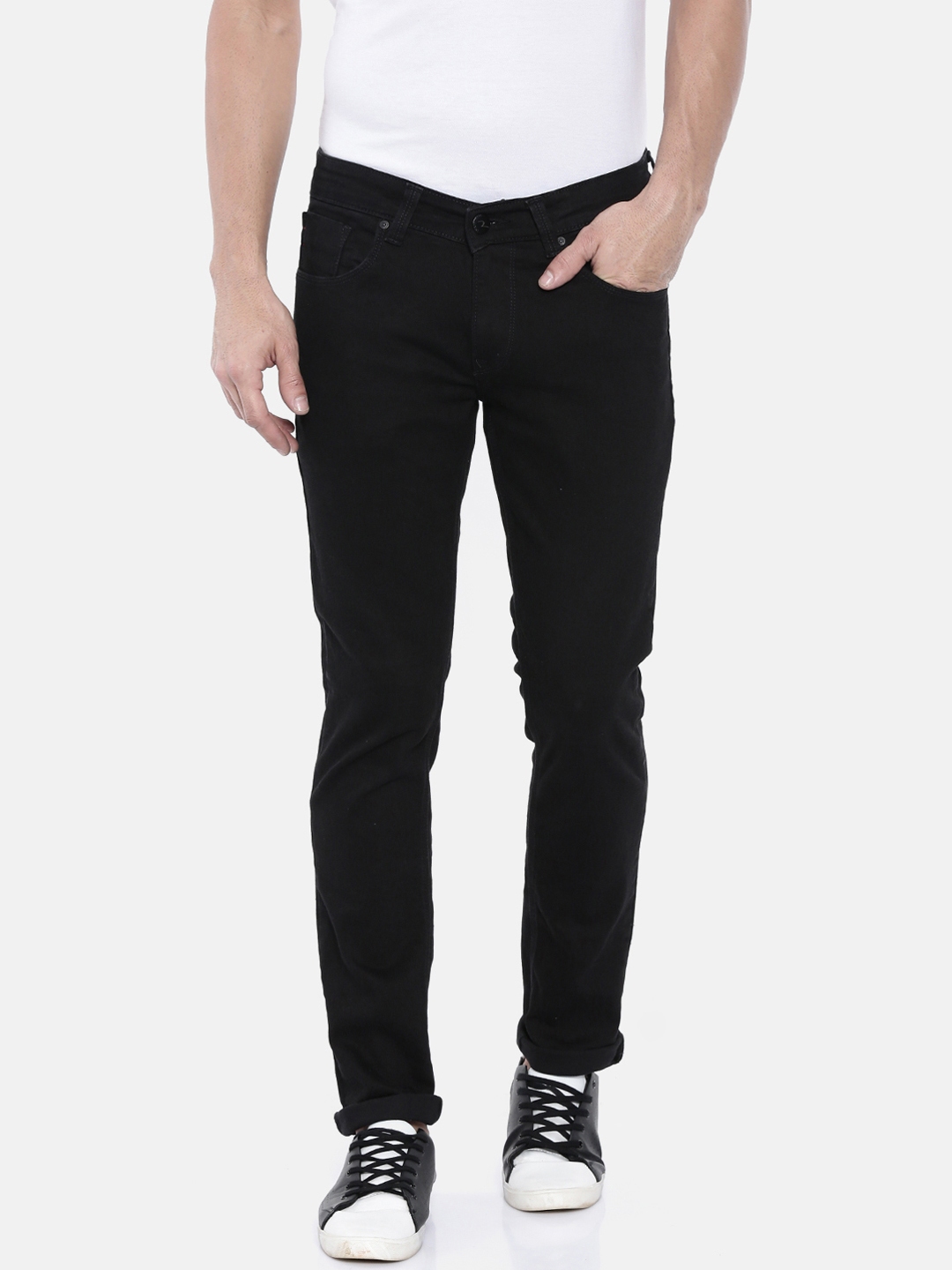 Buy SPYKAR Men Black Skinny Fit Low Rise Clean Look Stretchable Jeans ...