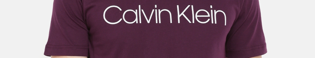 Buy Calvin Klein Jeans Men Purple Slim Fit Printed Round Neck Pure ...