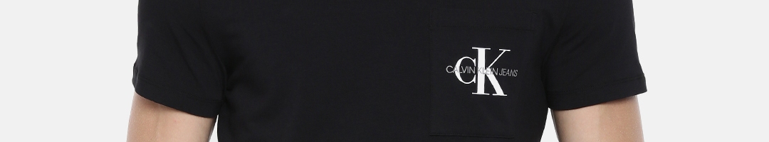Buy Calvin Klein Jeans Men Black Solid Round Neck T Shirt - Tshirts for ...