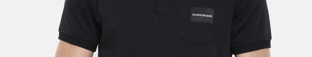 Buy Calvin Klein Jeans Men Black Solid Polo Collar T Shirt - Tshirts ...