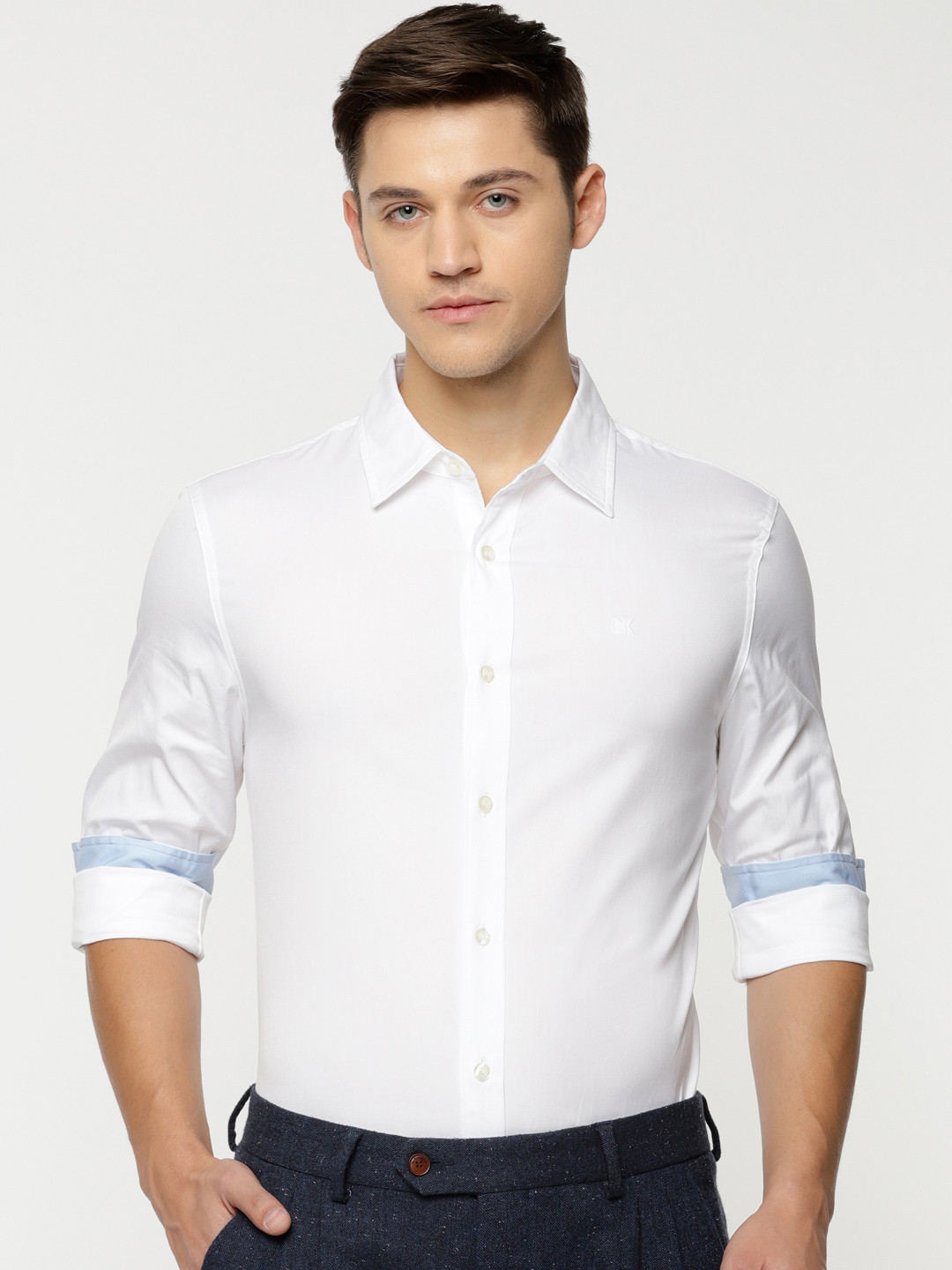 Buy Calvin Klein Jeans Men White Slim Fit Solid Formal Shirt Shirts for Men 8517097 Myntra