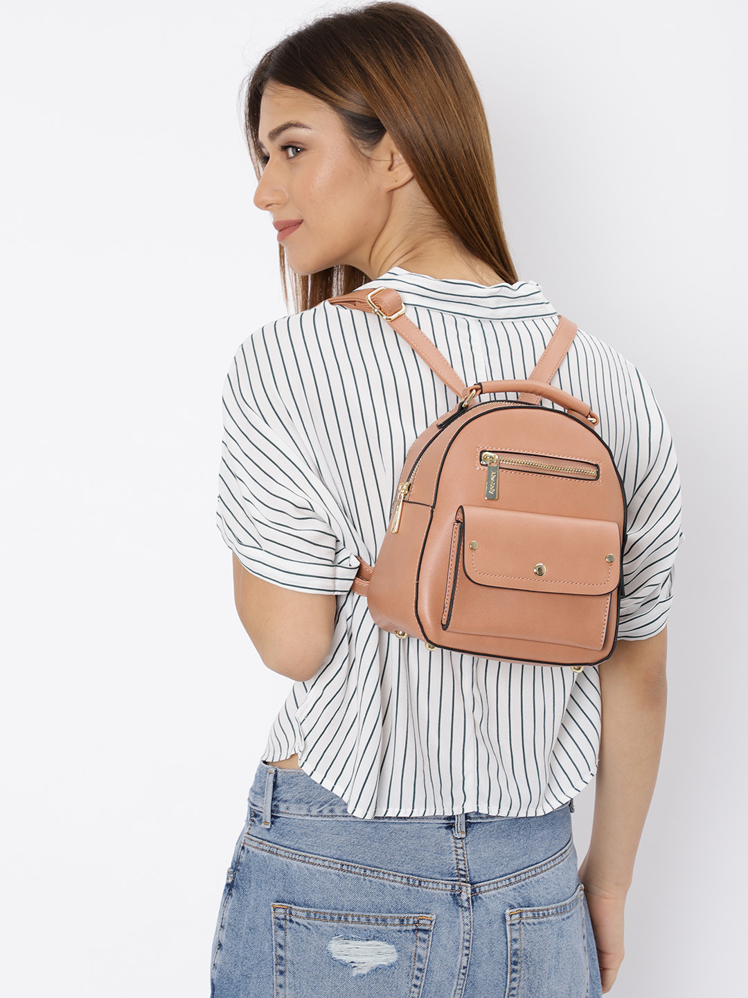 Buy Allen Solly Women Beige Solid Backpack Backpacks for Women