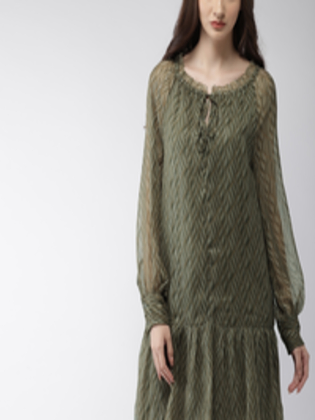 Buy Scotch & Soda Women Green Printed Drop Waist Dress - Dresses for ...