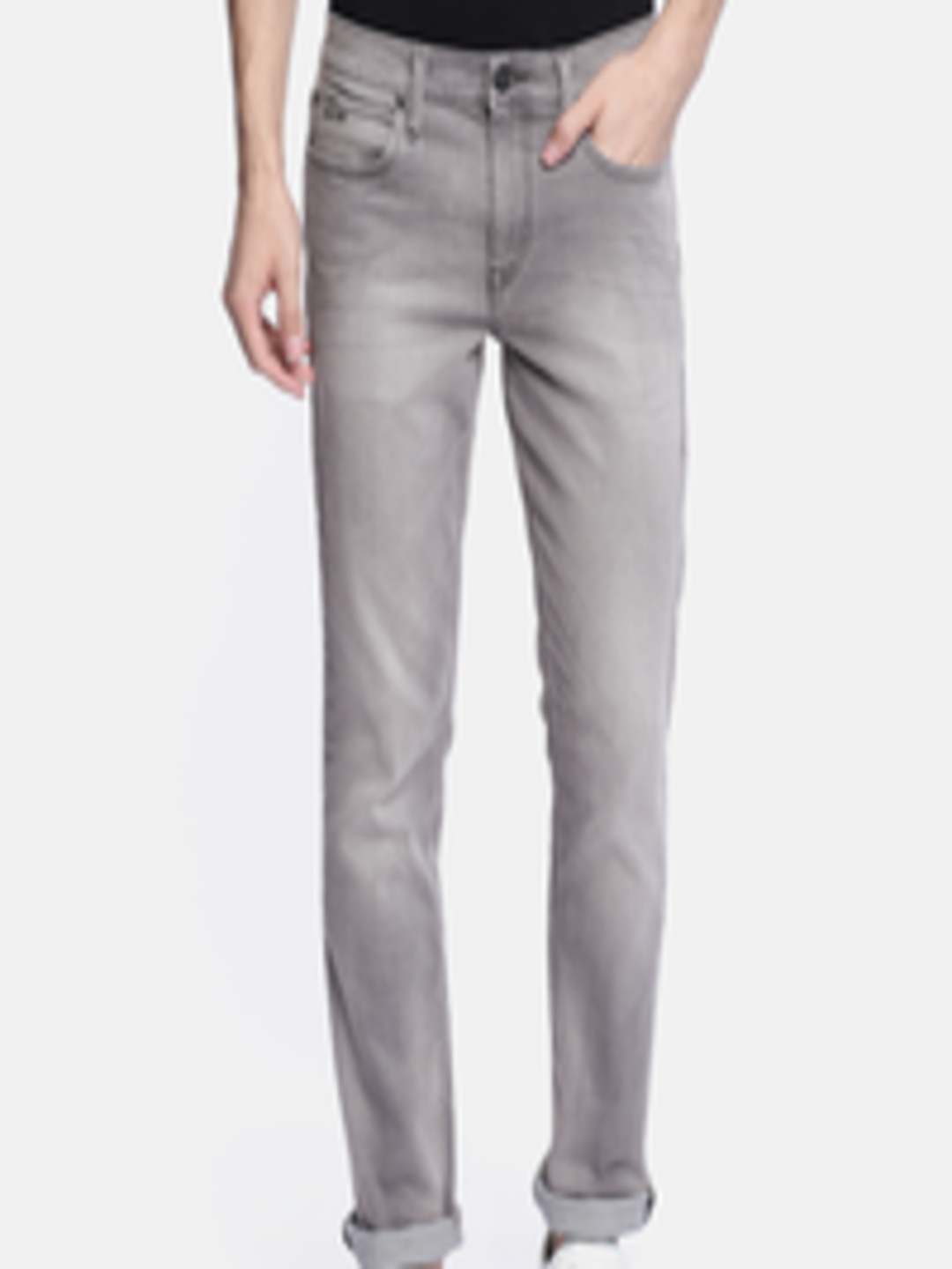Buy Lee Men Grey Travis Slim Fit Mid Rise Clean Look Stretchable Jeans ...
