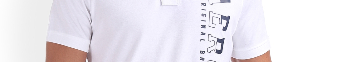 Buy Aeropostale Men White Printed Polo Collar Pure Cotton T Shirt ...